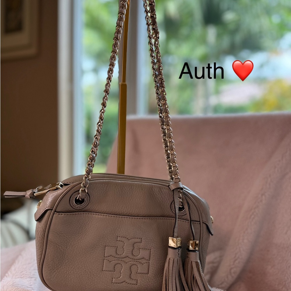 Tory Burch Beige Leather Crossbody Bag